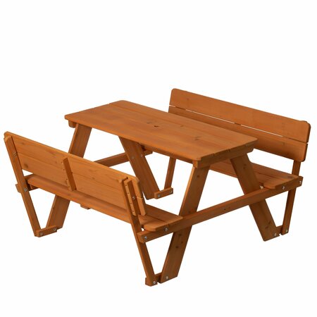 GARDENISED Kids Picnic Table Bench with Backrest, Children's Backyard Table, Dining, and Playtime Patio Table QI004615